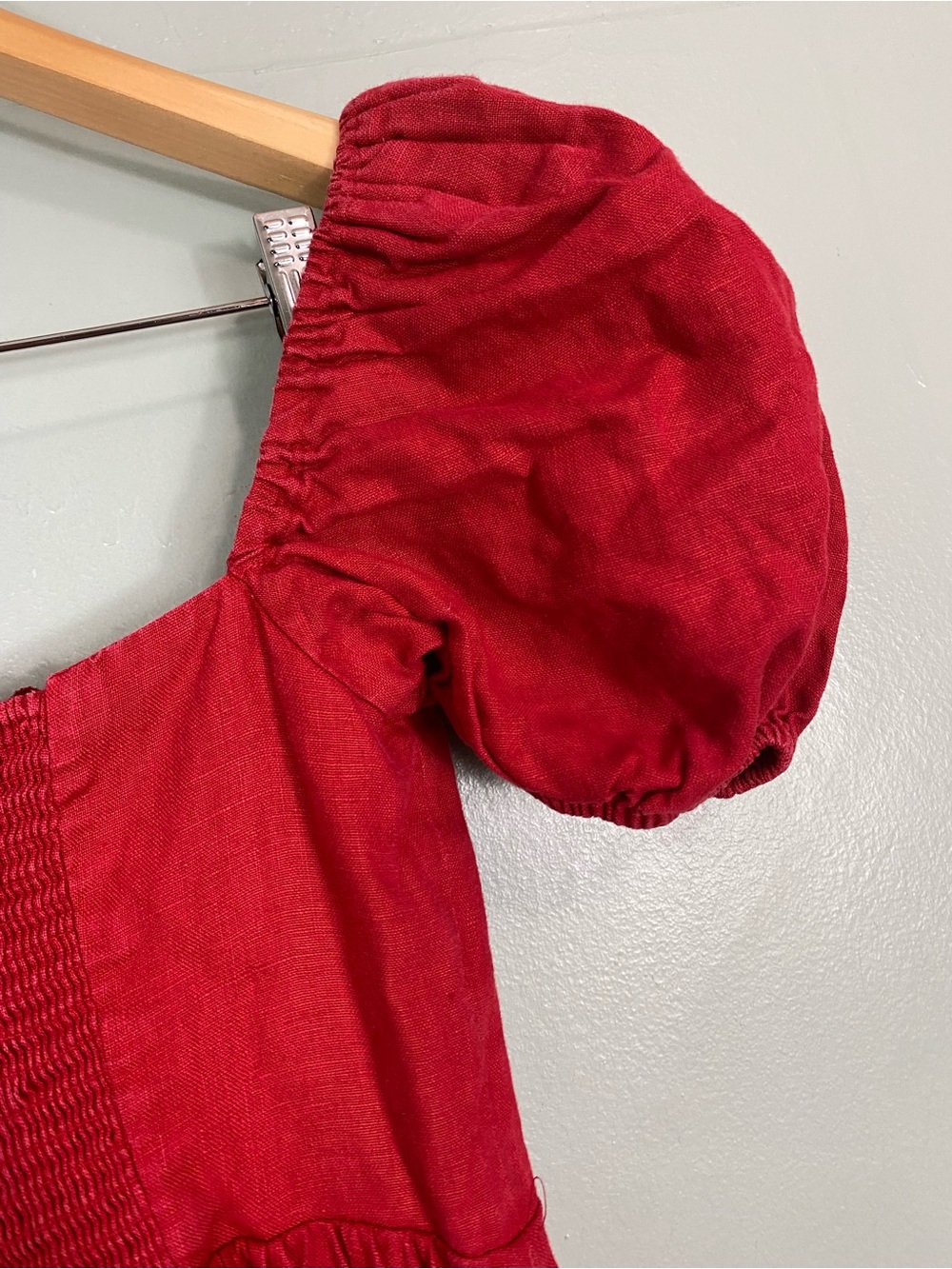 Reformation Marella Linen Dress Midi Red Size 2 - Picture 12 of 13